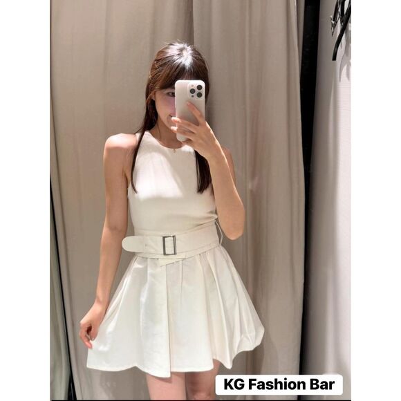 ZARA NWT COMBINATION TWILL BELTED DRESS - Picture 6 of 12